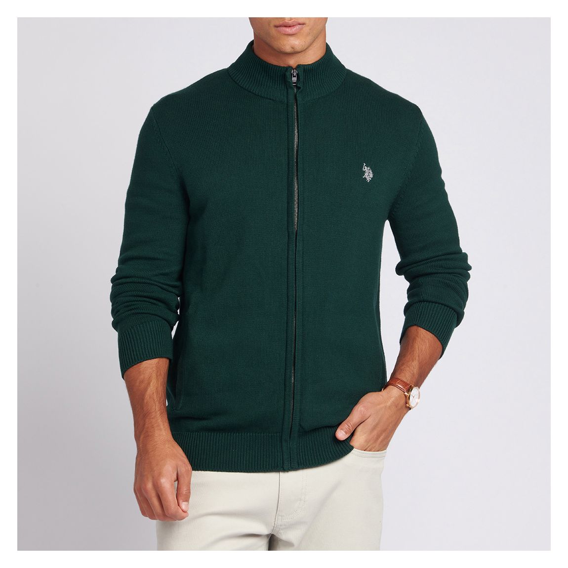 Green Full Zip Cotton Jumper main product photo