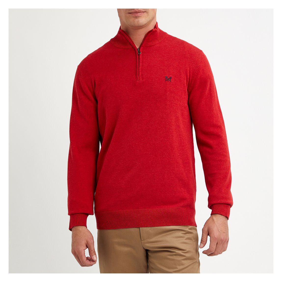 Red Fine Cotton Knit 1/2 Zip Jumper main product photo