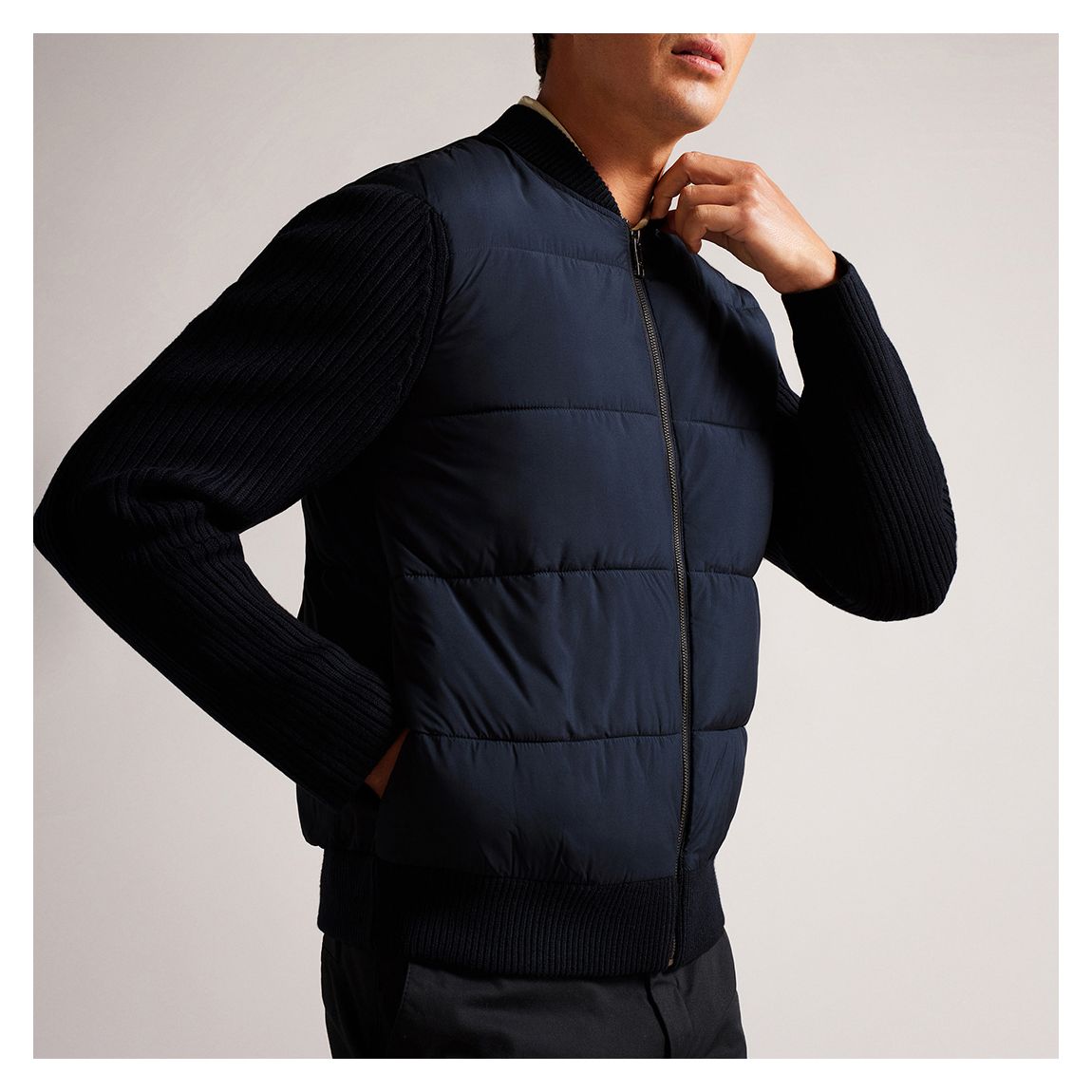 Navy Spores Quilted Zip Jacket main product photo