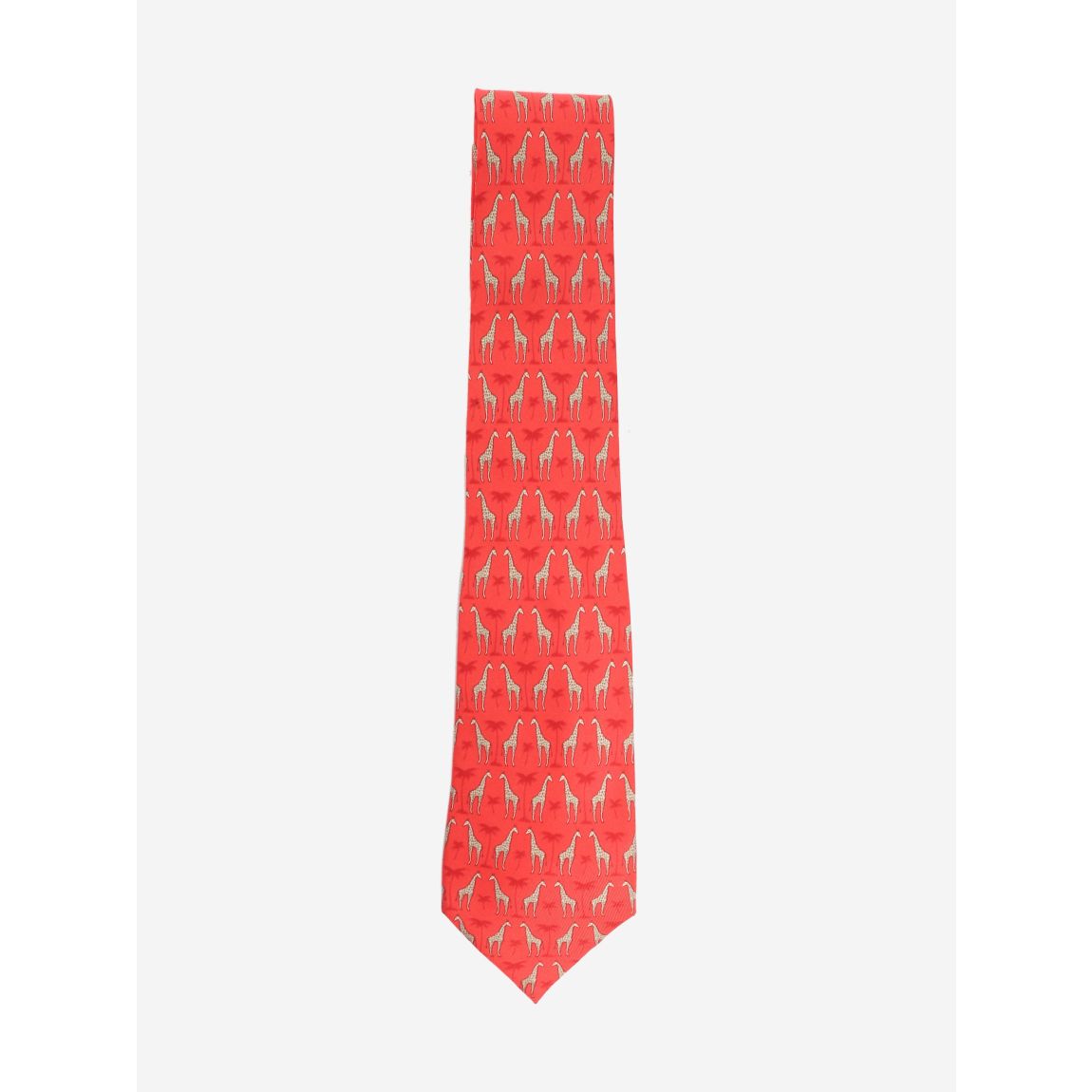 Red giraffes and palms silk print tie main product photo