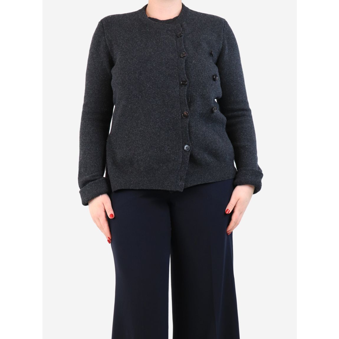 Dark grey knitted sweater with button detail , L main product photo