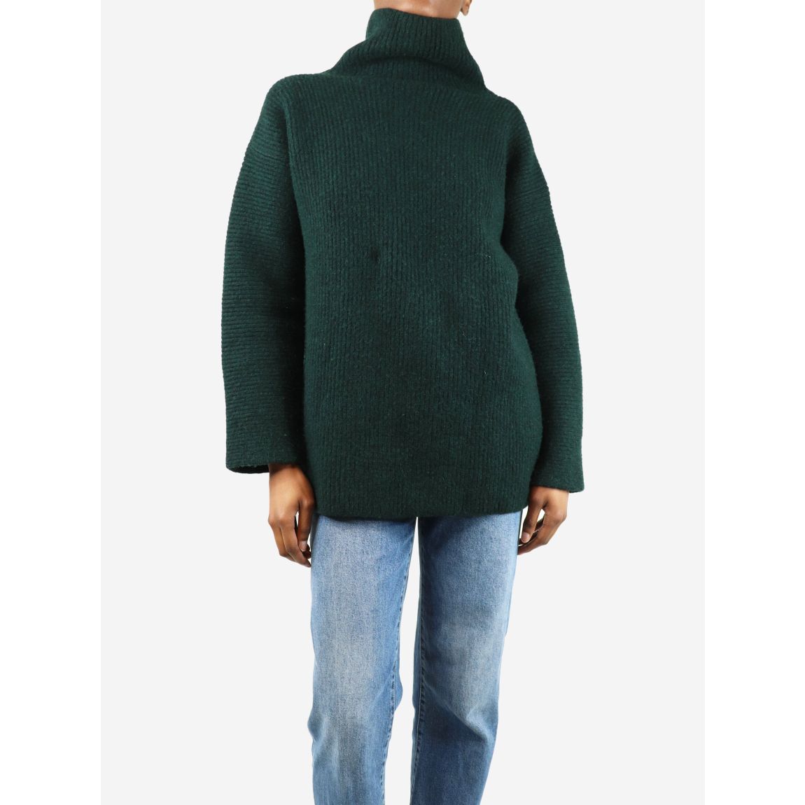Green ribbed high-neck jumper main product photo