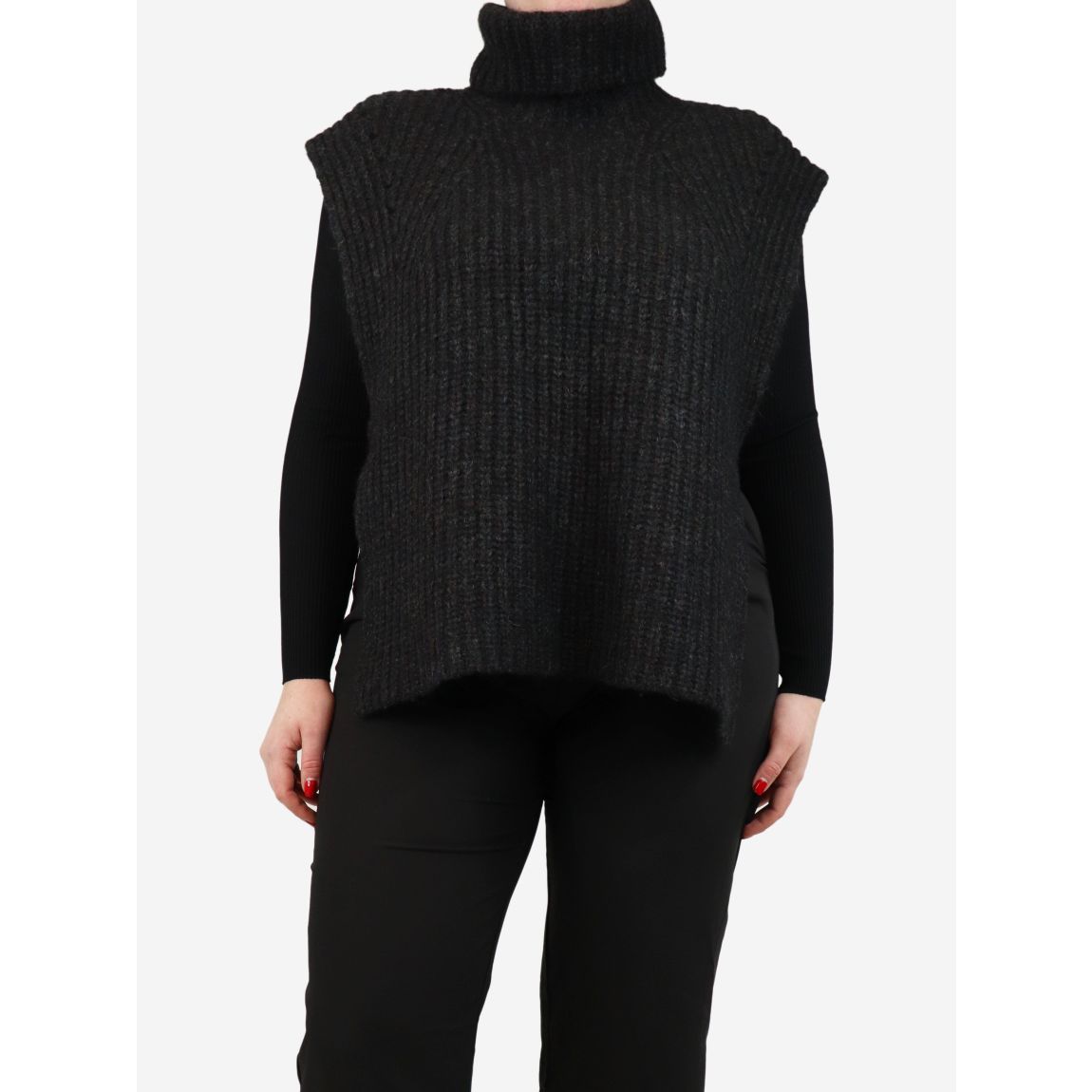 Dark grey roll-neck sleeveless jumper - UK 12 main product photo