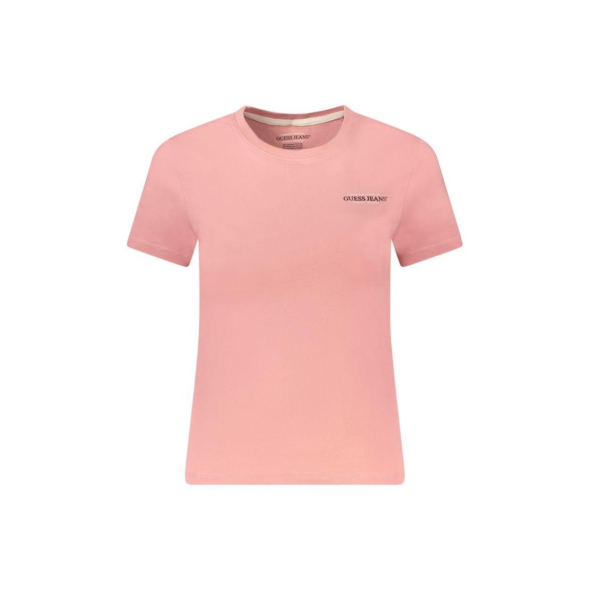 Slim Fit Cotton Crew Neck T-Shirt with Logo Print Wo - Pink main product photo