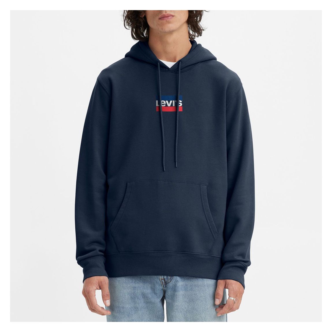 Navy Standard Graphic Cotton Blend Hoodie main product photo