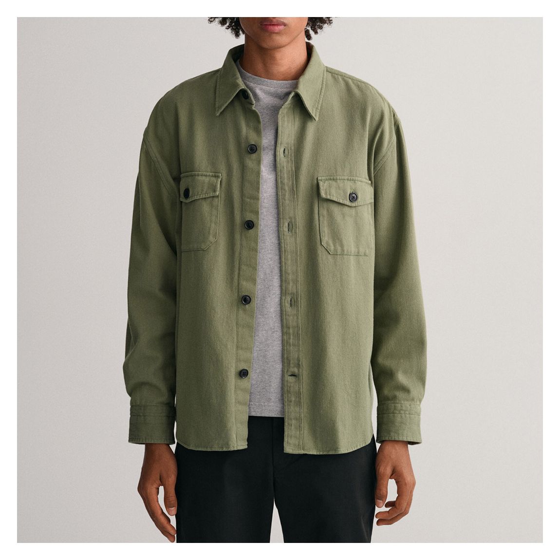 Khaki Heavy Twill Cotton Overshirt main product photo
