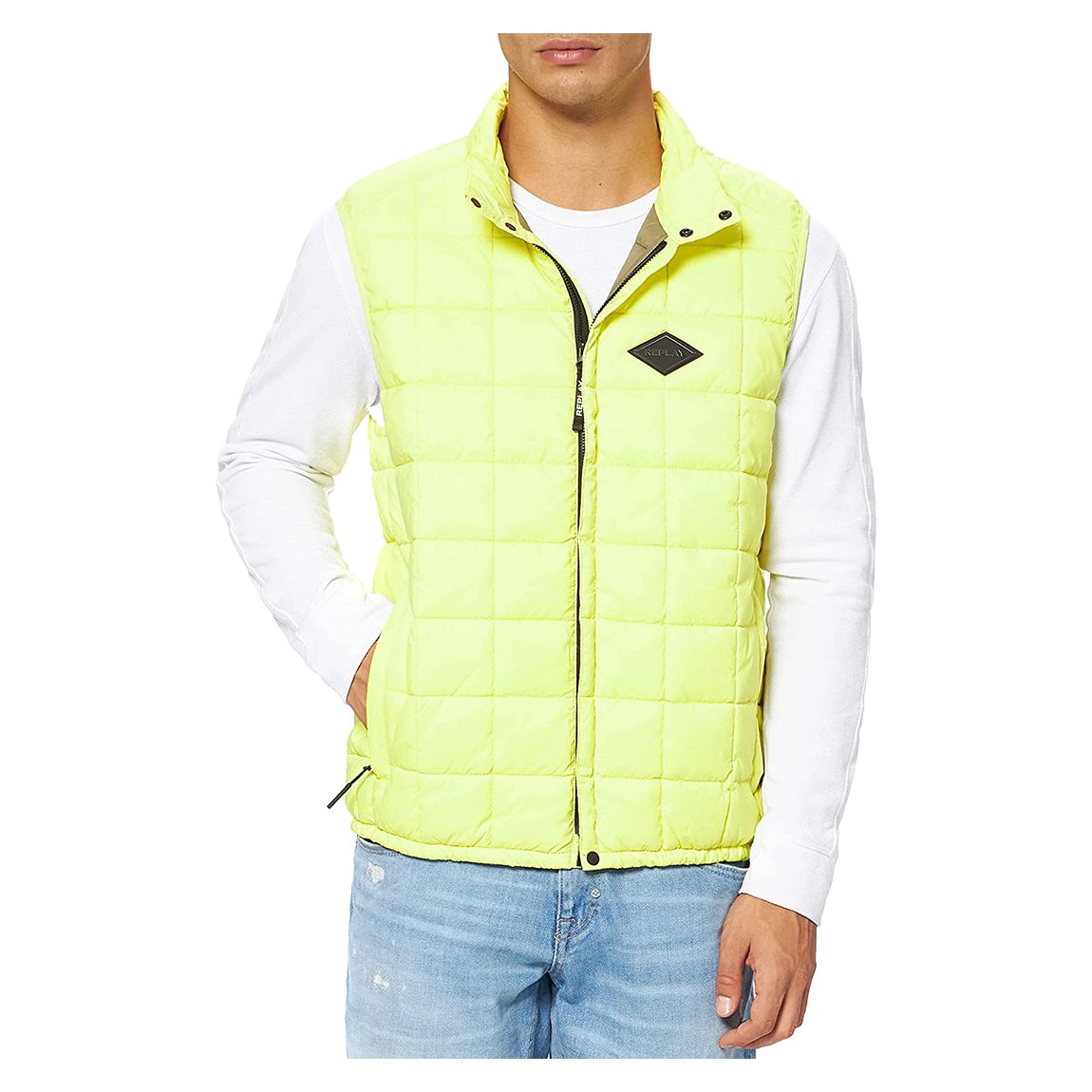 Yellow Quilted High Neck Gilet main product photo