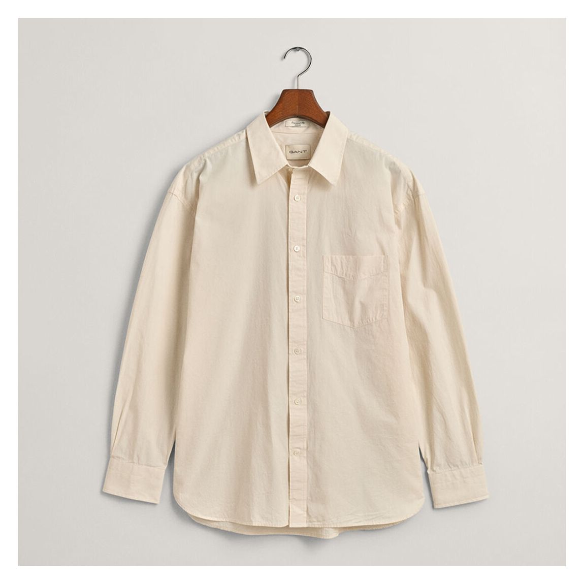 Ecru Compact Poplin Cotton Shirt main product photo