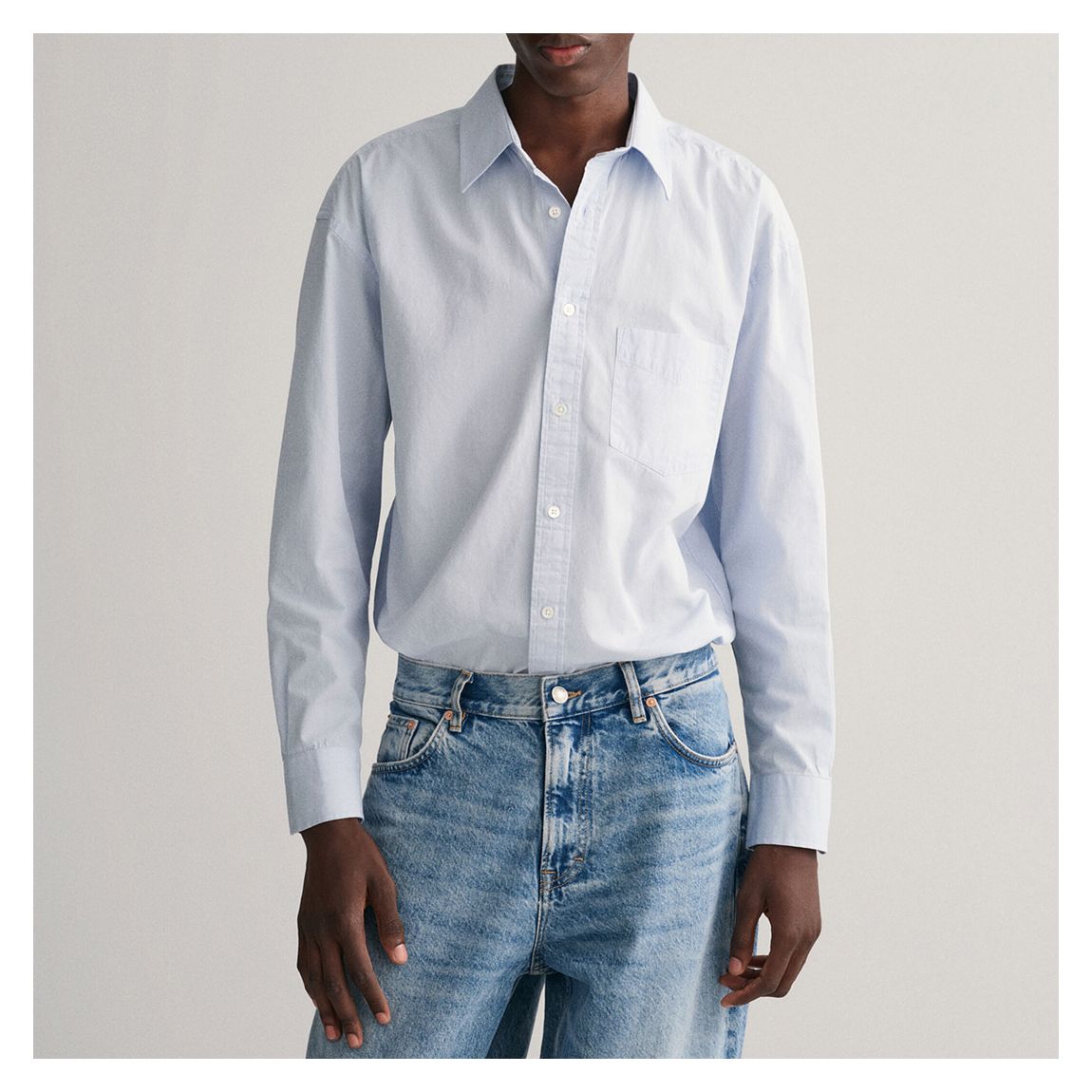 Pale Blue Compact Poplin Cotton Shirt main product photo