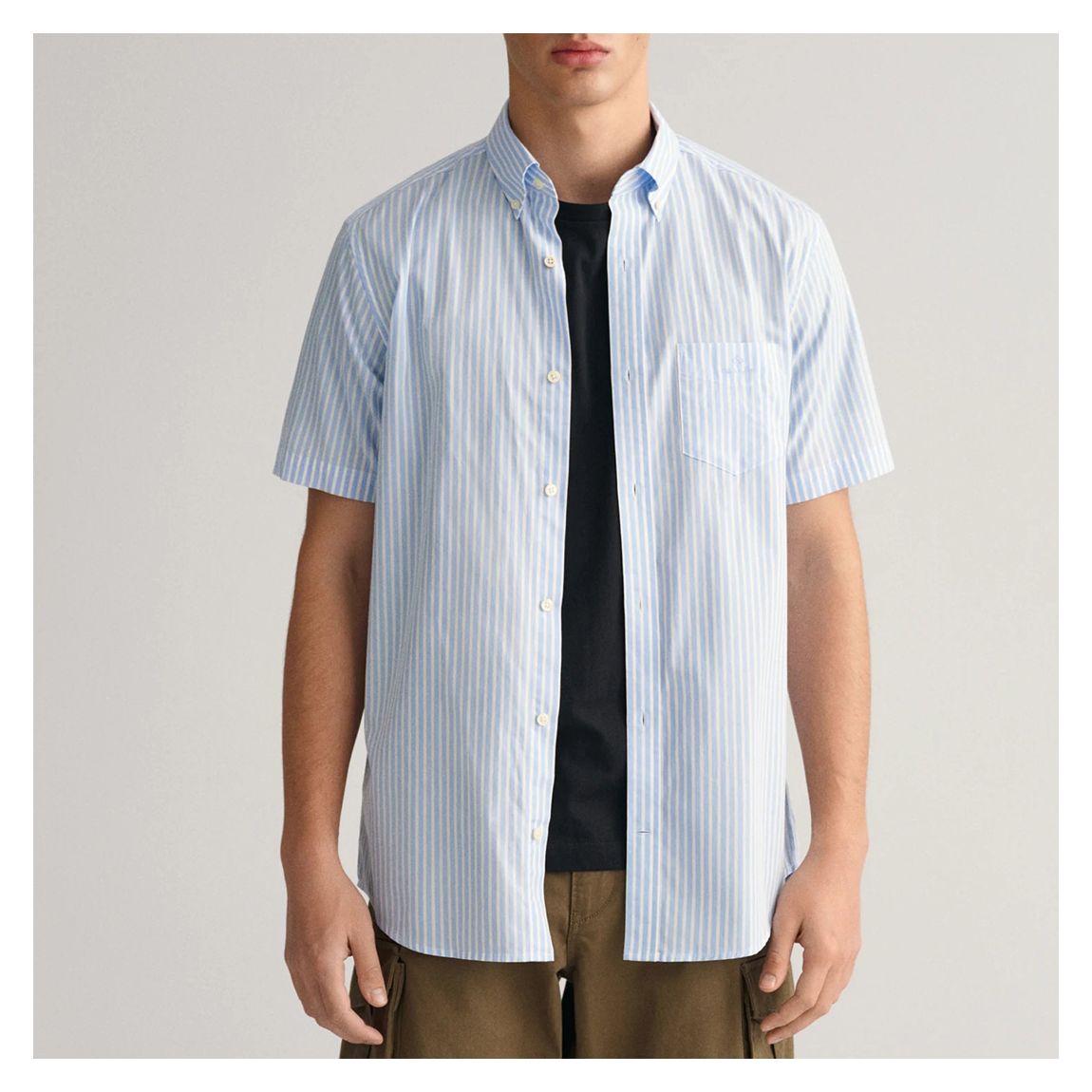 Pale Blue Regular Broadcloth Stripe Shirt main product photo