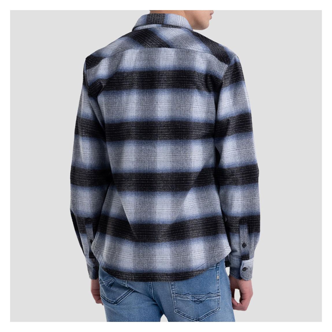 Navy Check Cotton Blend Shirt main product photo