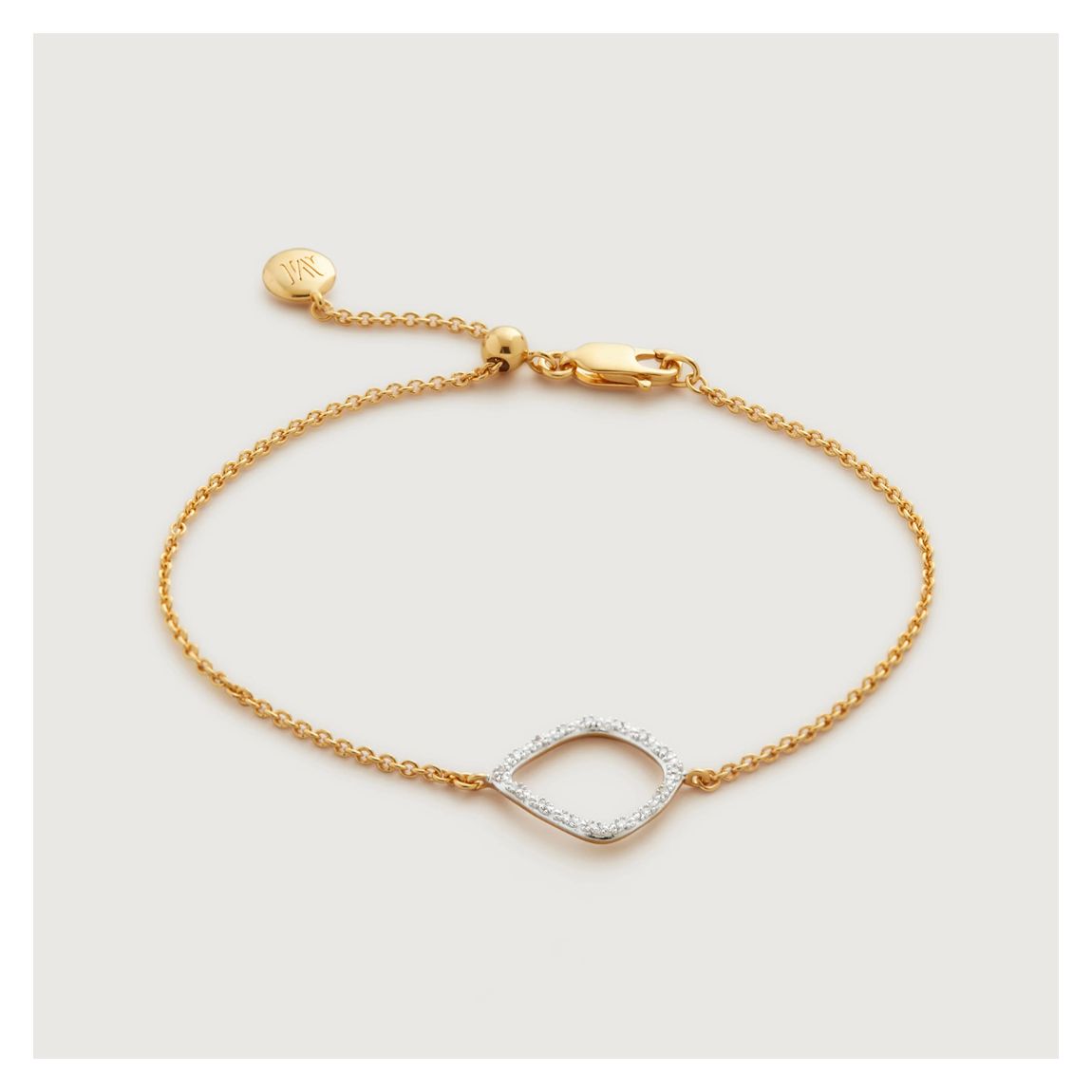 Gold Vermeil Riva Mini Circle Bracelet - Diamond main product photo
