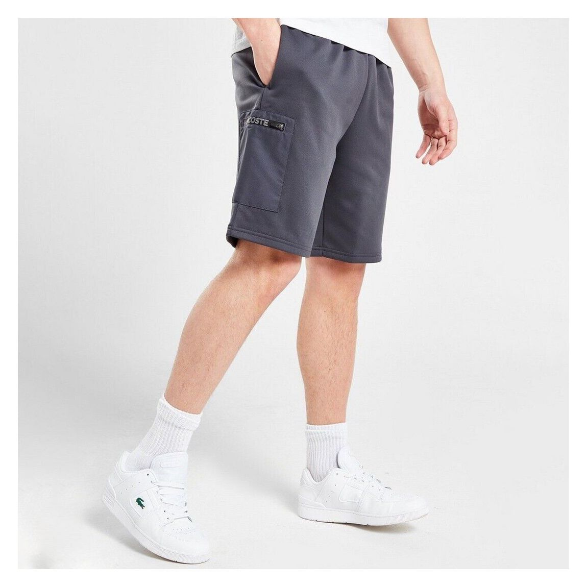 Grey Embroidered Logo Cotton Blend Shorts main product photo