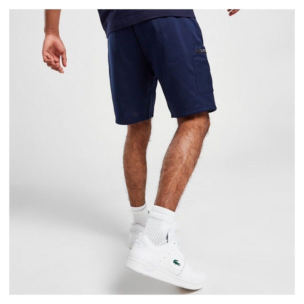 Navy Embroidered Logo Cotton Blend Shorts main product photo