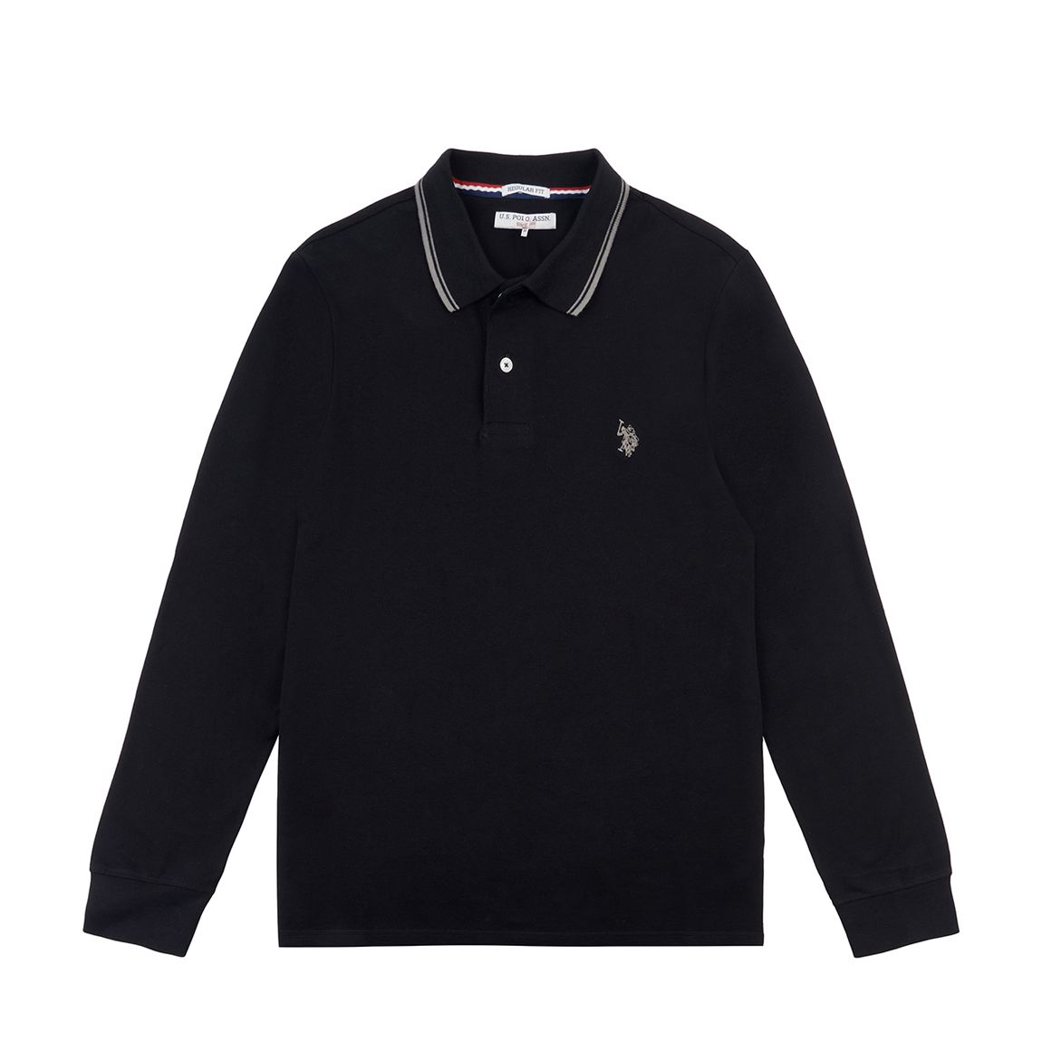 Black Tipped Pique Cotton Polo Shirt main product photo