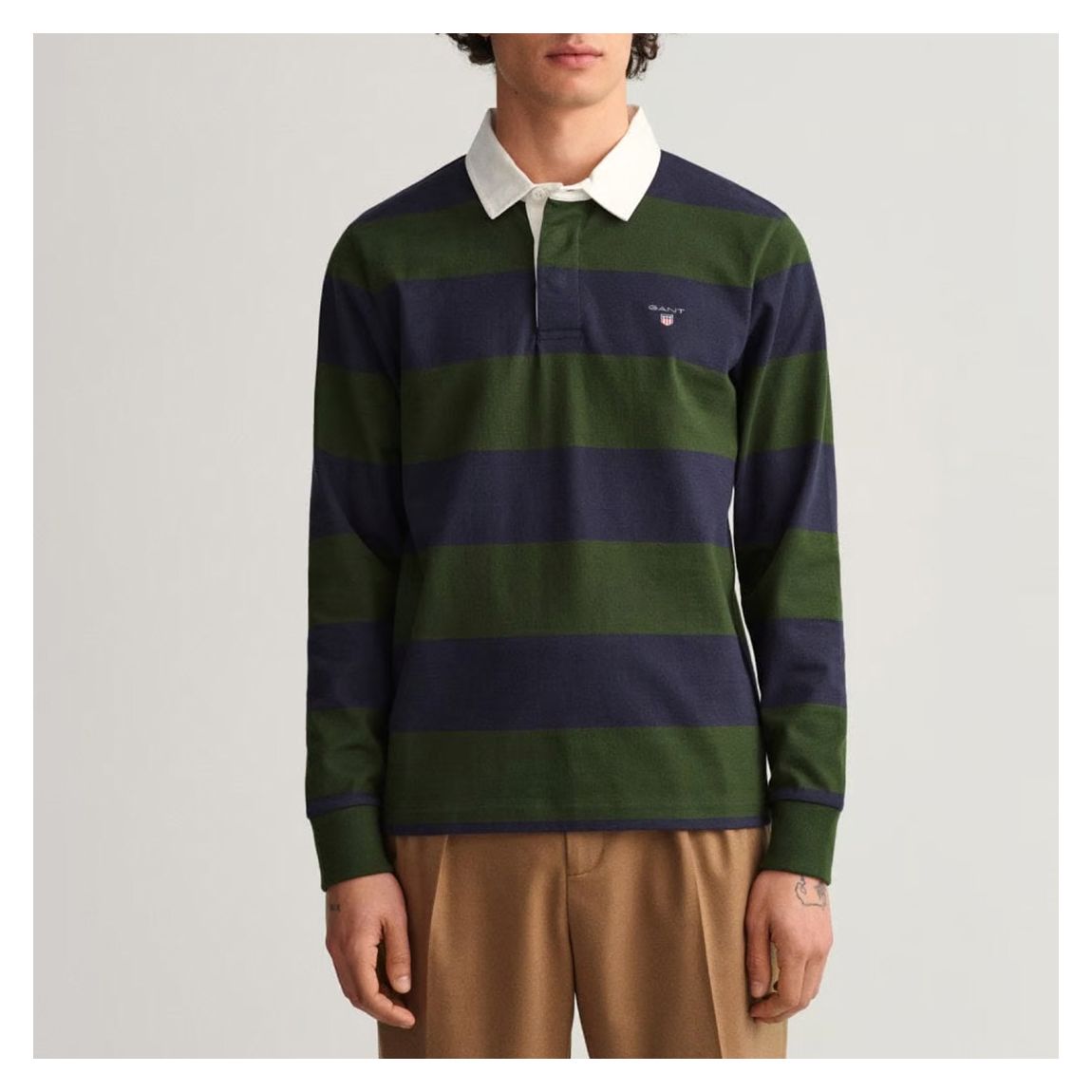 Green Striped Cotton Polo Shirt main product photo