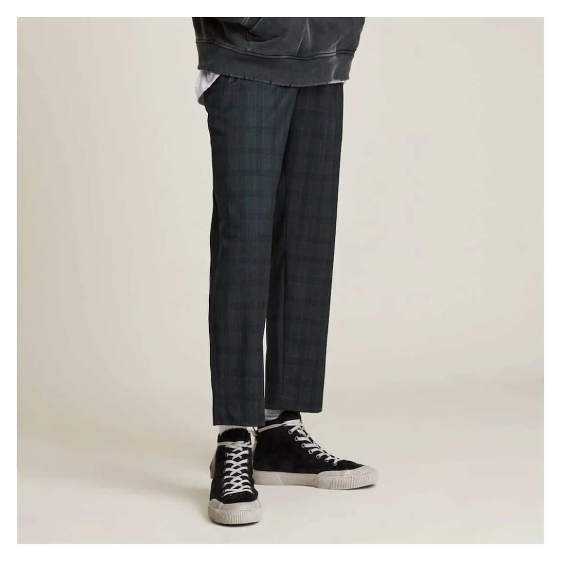 Grey Bout Check Wool Blend Trousers main product photo