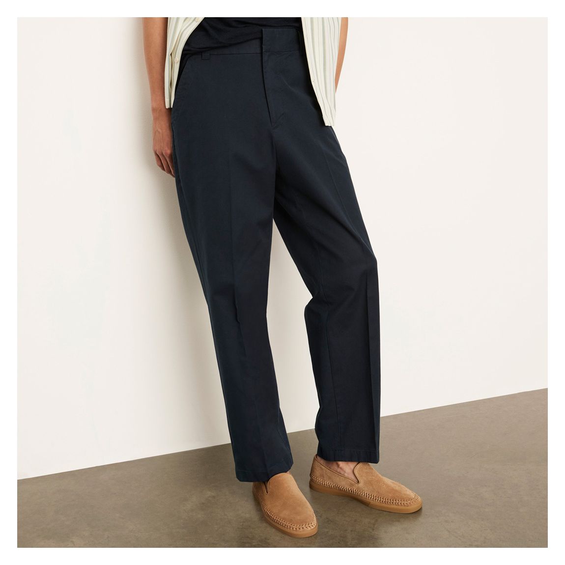 Navy Relaxed Cotton Blend Trouser main product photo