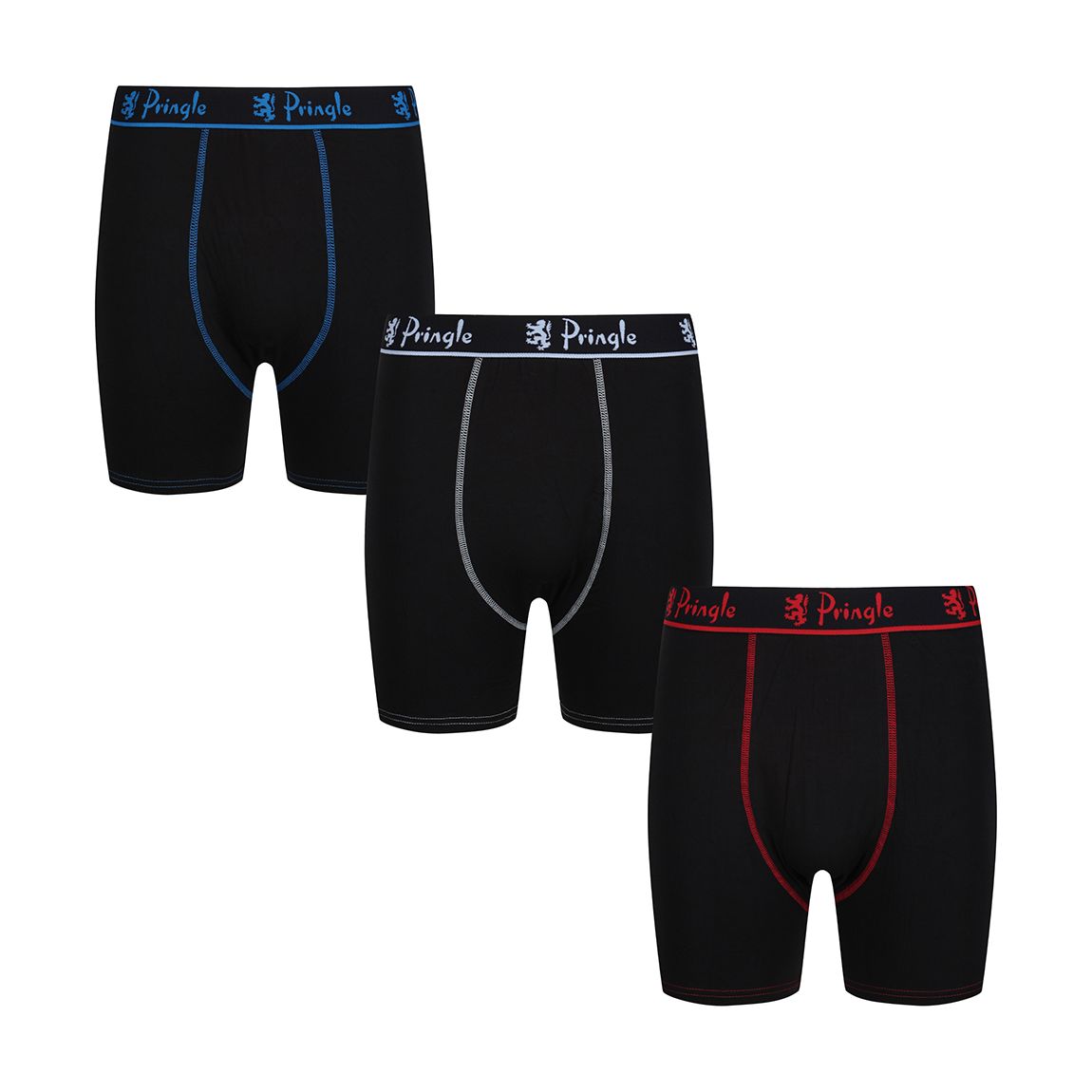Black/Teal/Yellow/Orange Waistband 3PK Bamboo Boxers main product photo