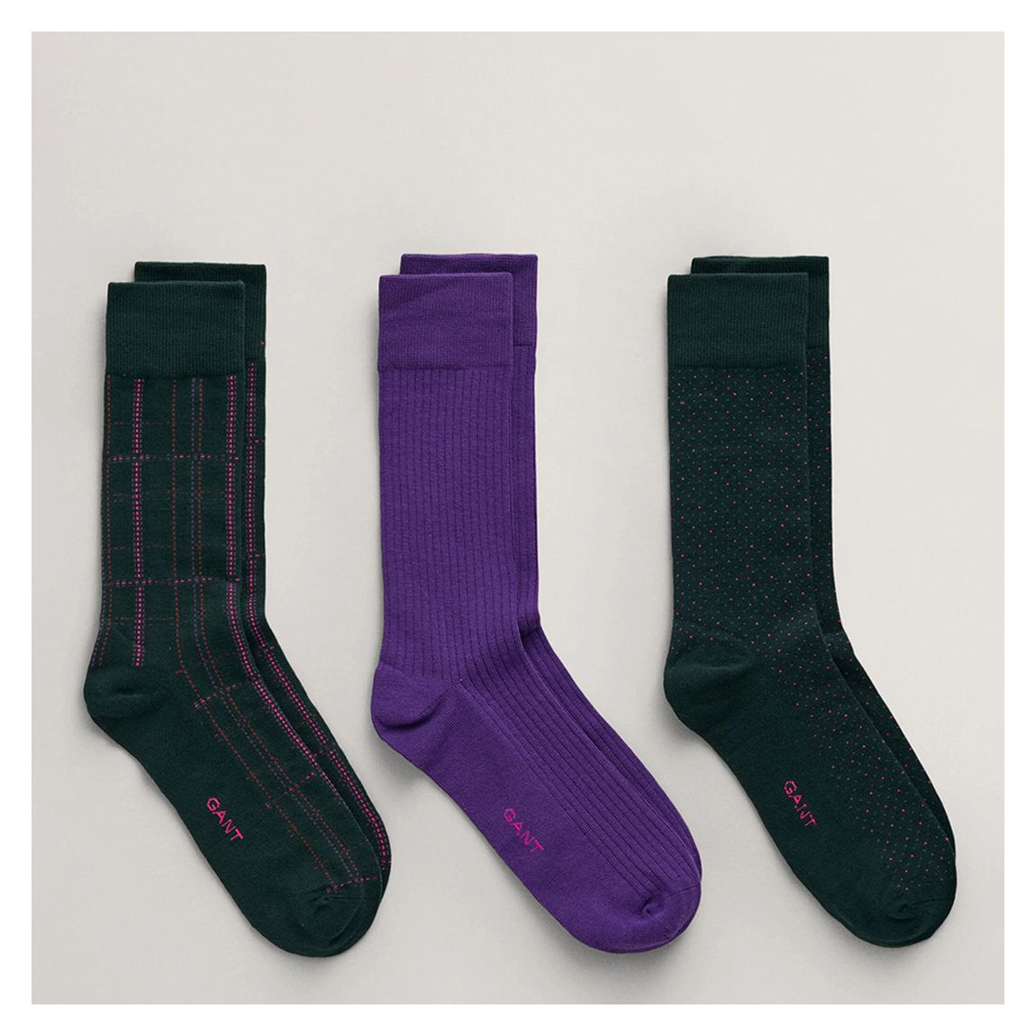 Navy/Purple Check Socks 3-Pack Gift Box main product photo