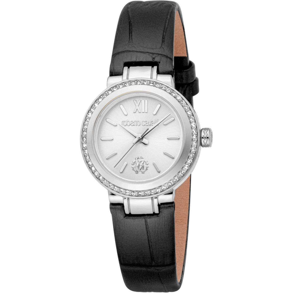 Stainless Steel Analog Quartz Watch with Leather Strap Wo - Black main product photo