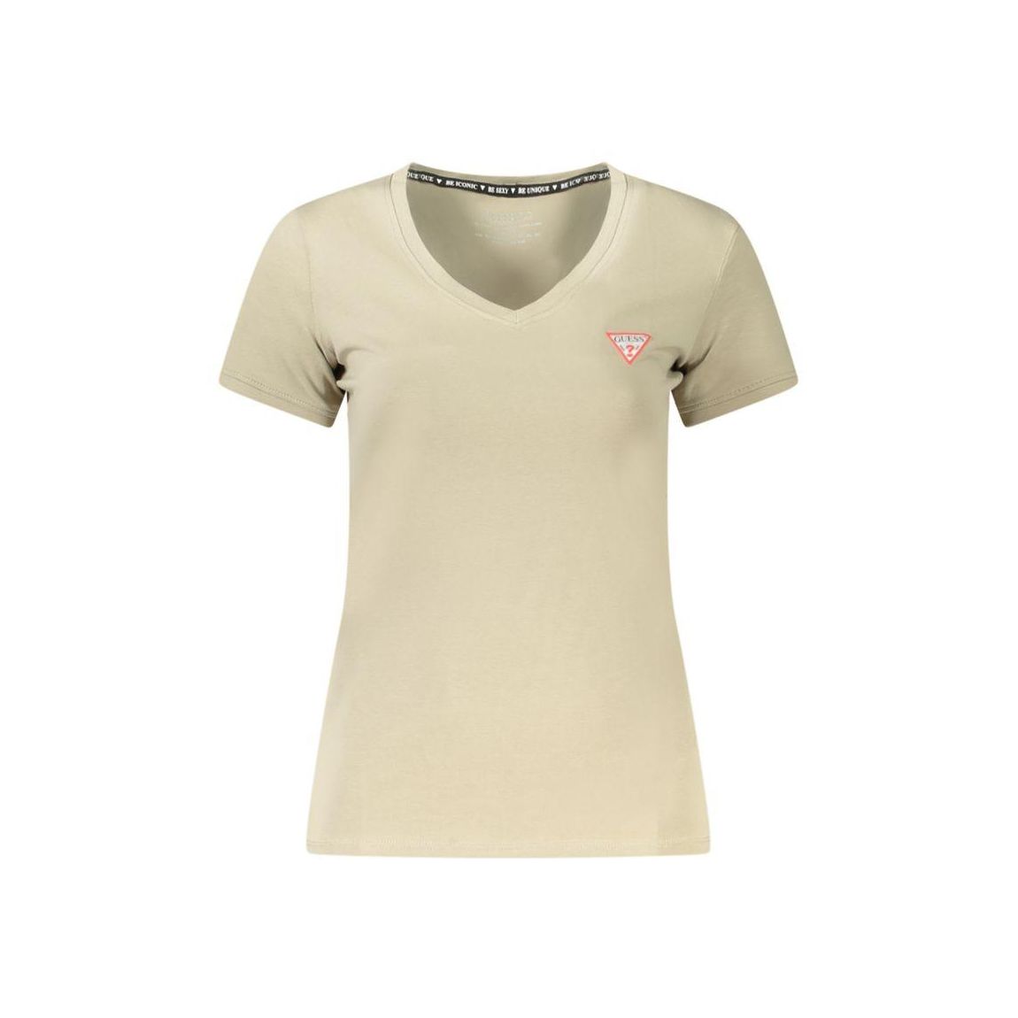 Cotton V-Neck Short Sleeve T-Shirt with Applique Logo Wo - main product photo