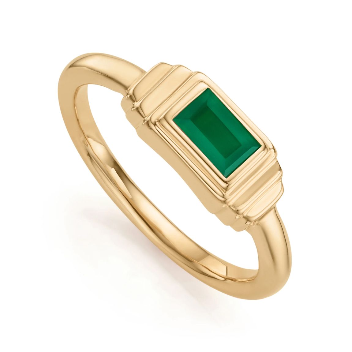 Gold Vermeil Baja Deco Ring - Green Onyx main product photo