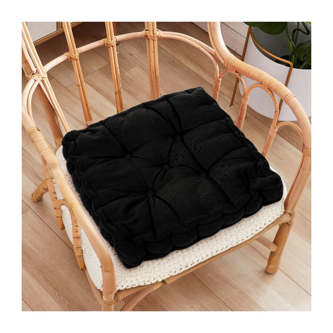 Square Chair Cushion with Handle - Black main product photo