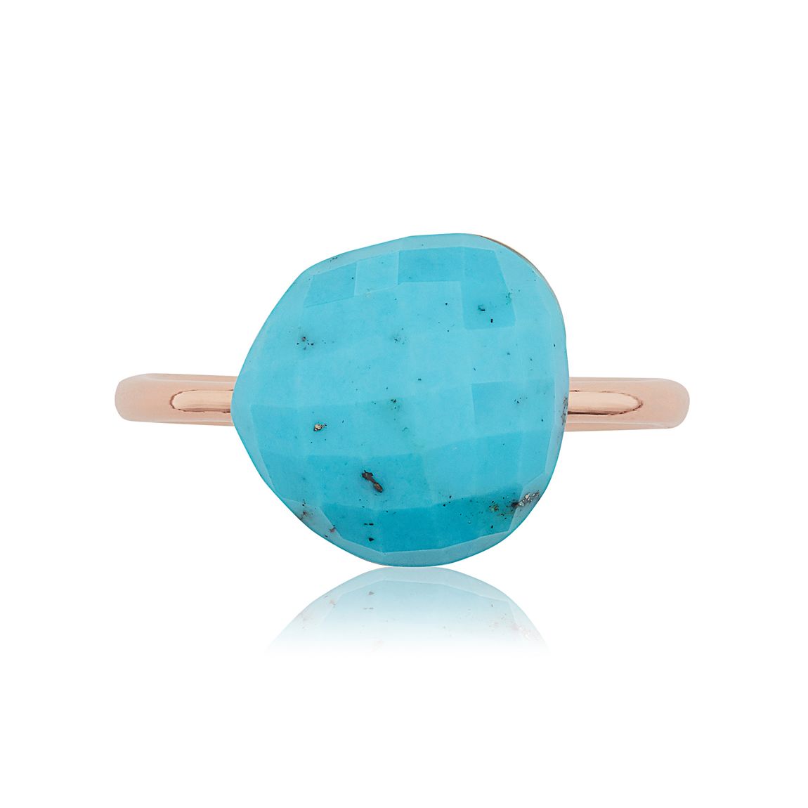 Rose Gold Vermeil Nura Pebble Stacking Ring - Turquoise main product photo