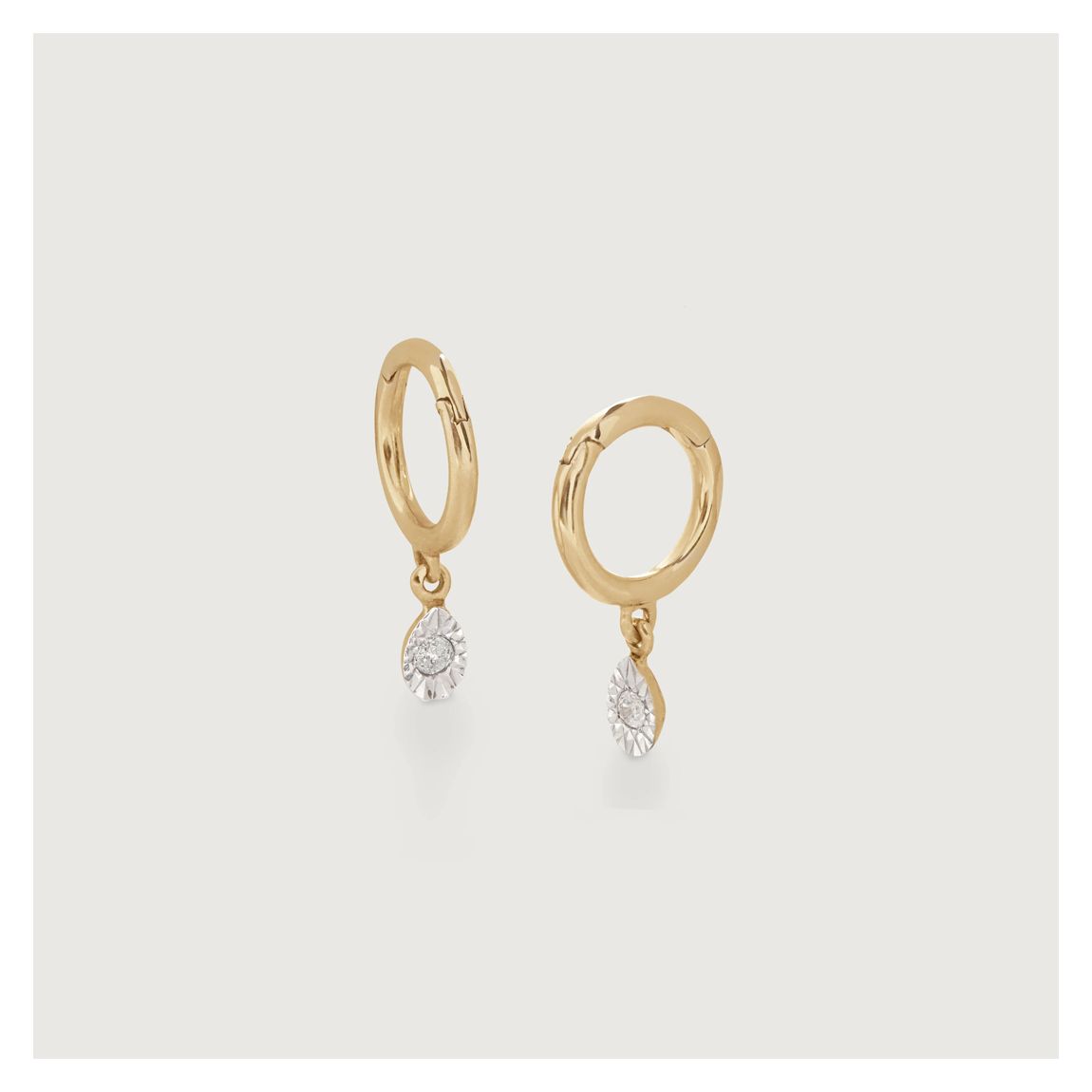 Gold Diamond Teardrop Mini Huggie Earrings - Diamond main product photo