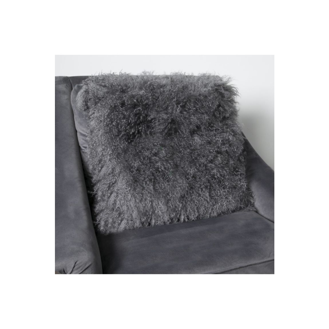 Grey Curly Sheepskin Cushion 45x45cm main product photo