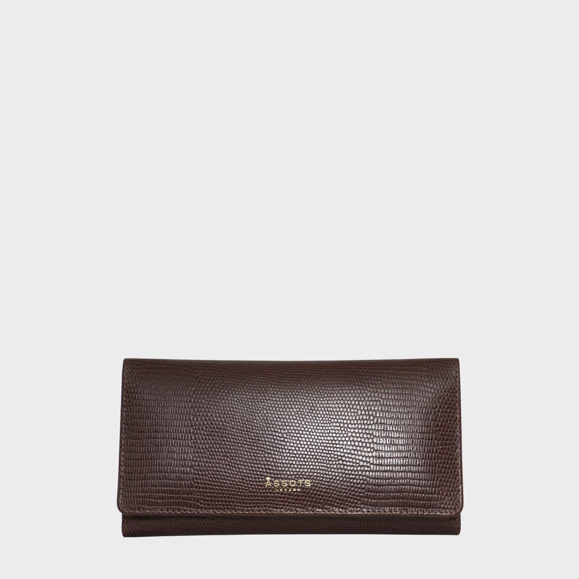 'CLAIRE' Lizard Textured Real Leather Flap Over Purse main product photo