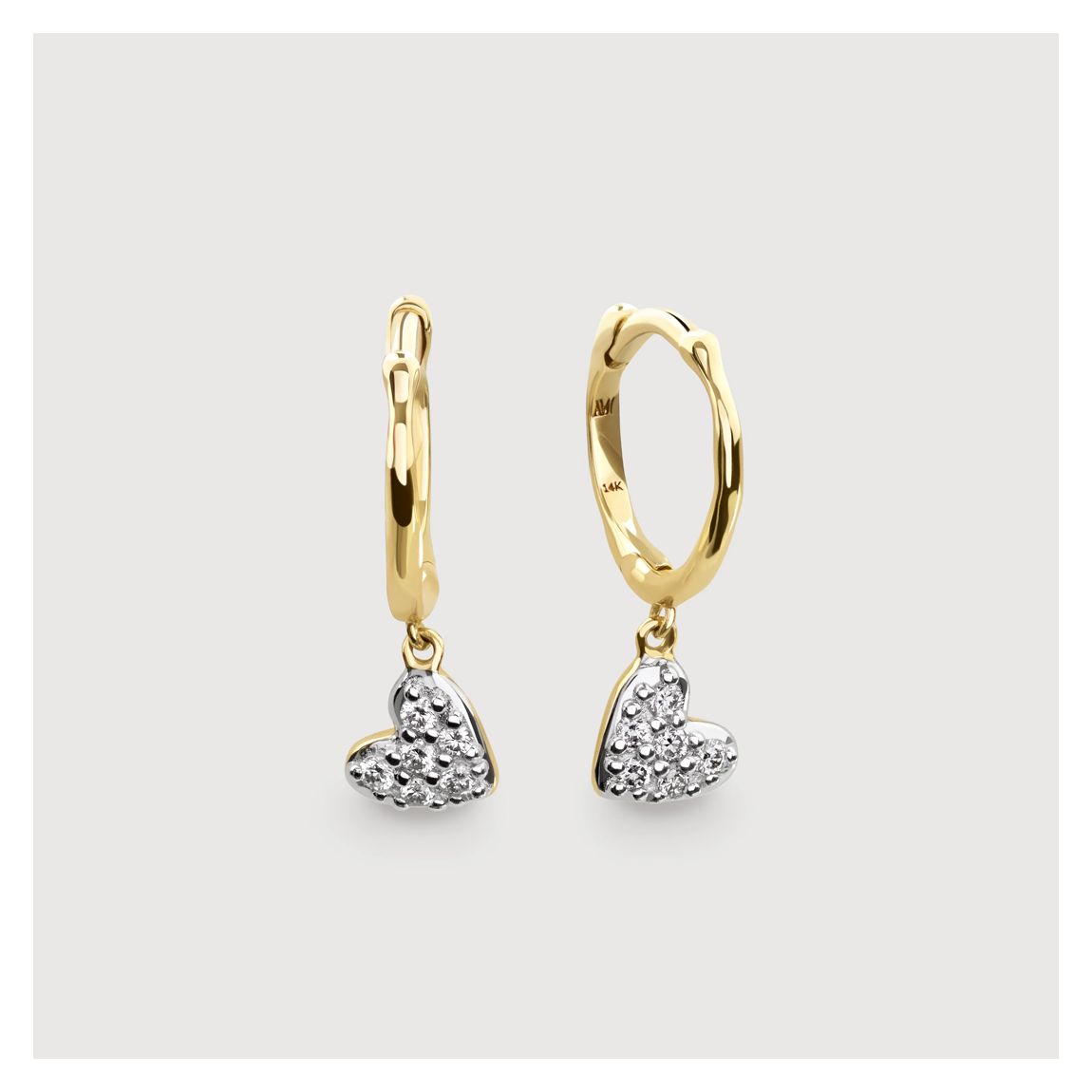 Gold Mini Heart Diamond Huggie Earrings - Lab Grown Diamond main product photo