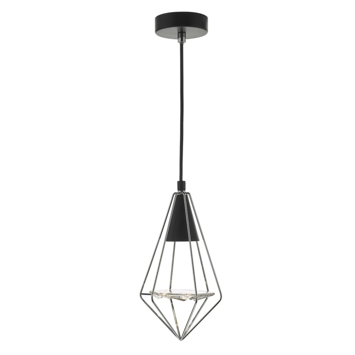 Gianni 1 Light Pendant Black, Polished Chrome & Glass main product photo