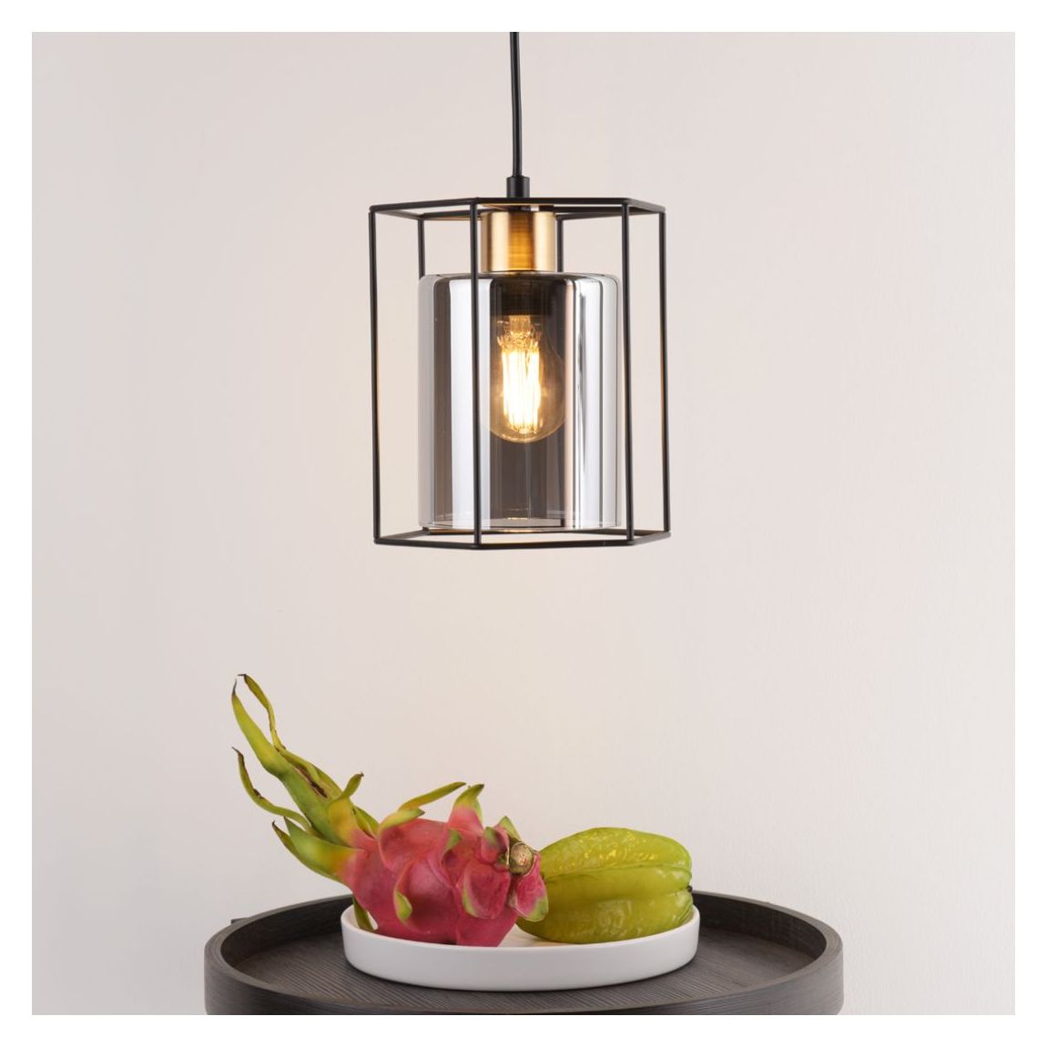 Sabrina 1 Light Black and Smoked Glass Pendant Ceiling Light main product photo