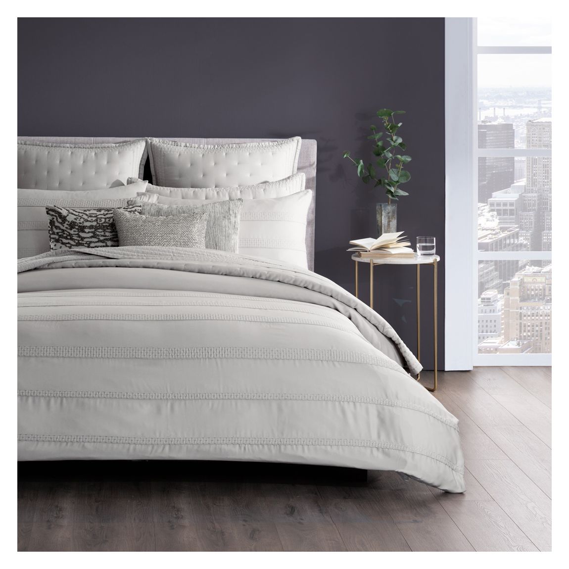 Silky Stripe Luna Cushion, Platinum main product photo