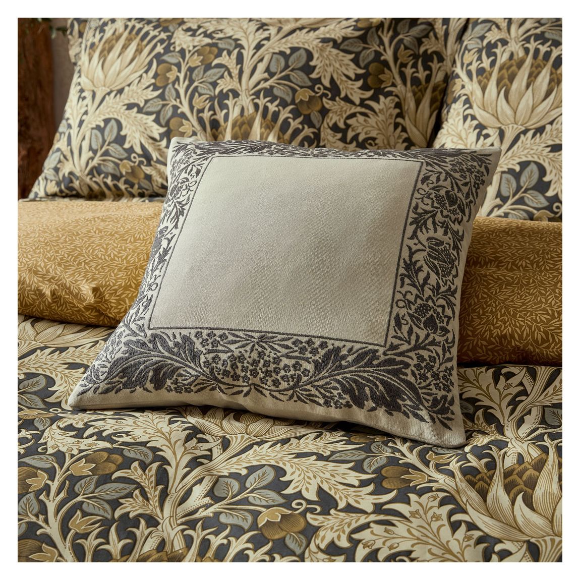 Artichoke Cushion, Charcoal & Mustard main product photo