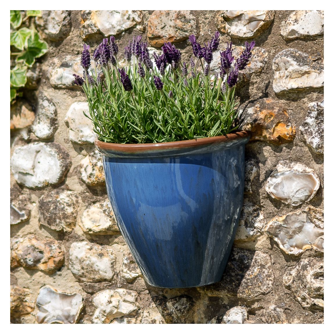 Running Glaze Wall Pot - Blue main product photo
