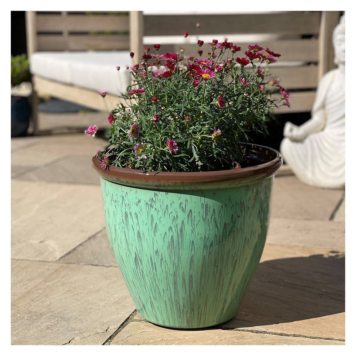 40cm Running Glaze Planter - Green main product photo
