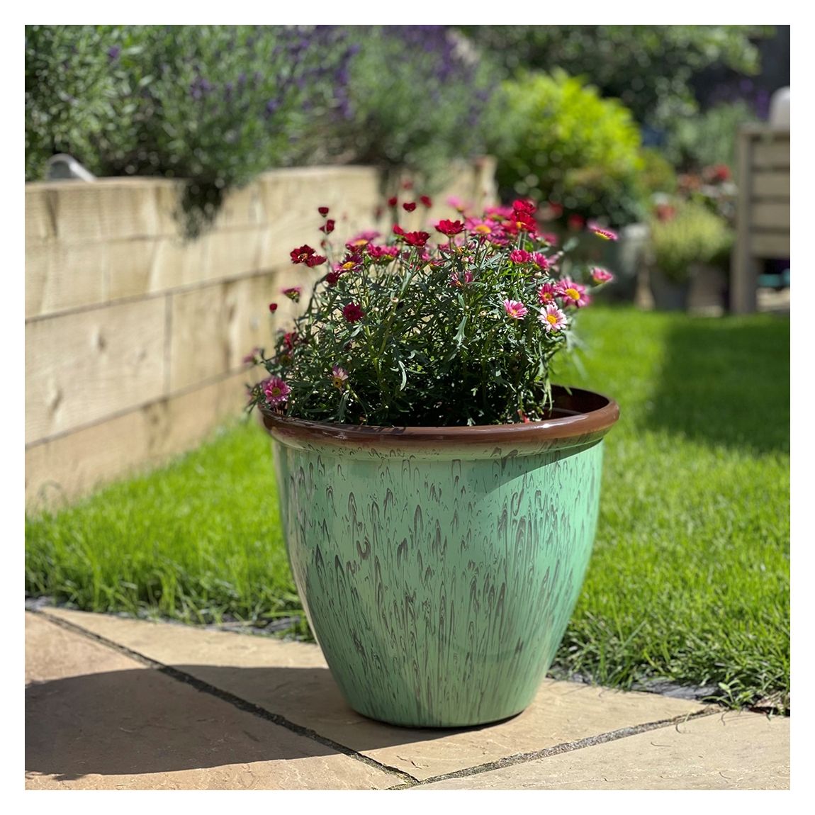 30cm Running Glaze Planter - Green main product photo