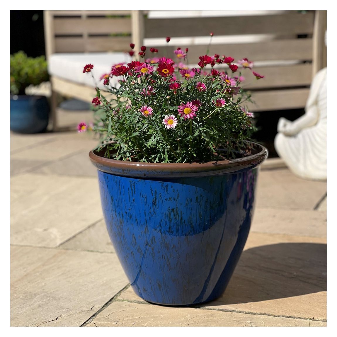 30cm Running Glaze Planter - Blue main product photo