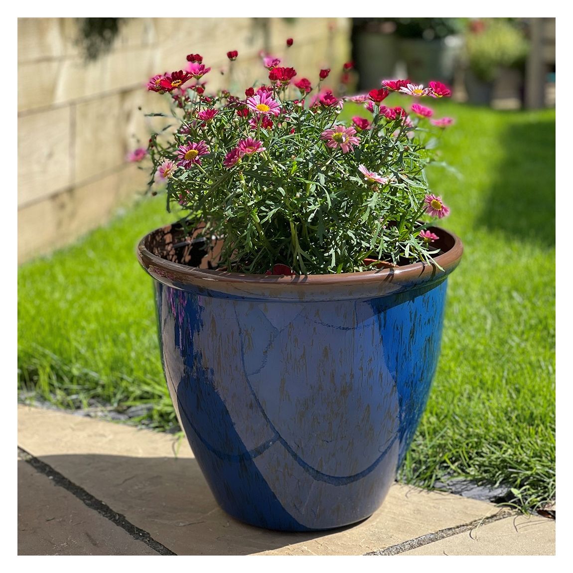40cm Running Glaze Planter - Blue main product photo