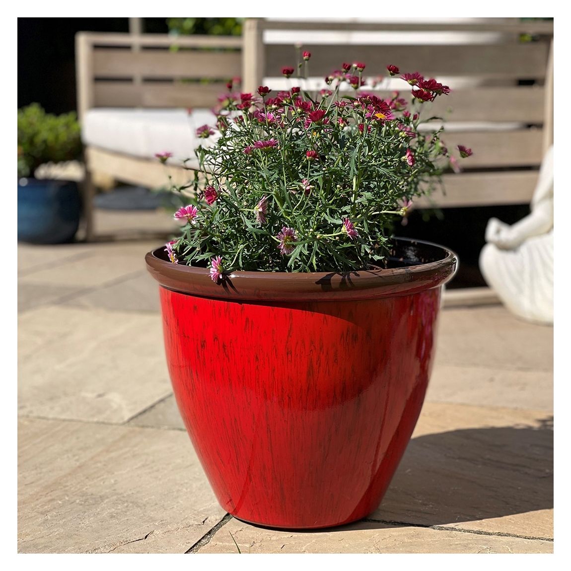 40cm Running Glaze Planter - Red main product photo