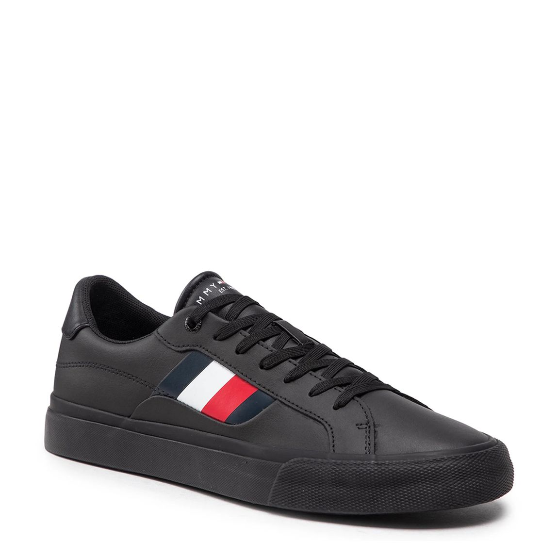 Black Stripe Leather Trainers main product photo