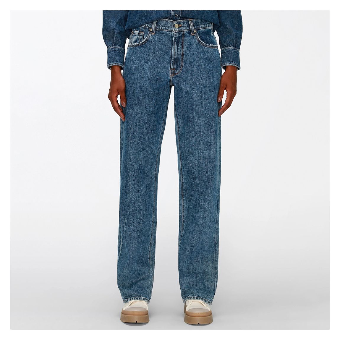 Mid Blue Tess Wide Leg Stretch Jeans main product photo