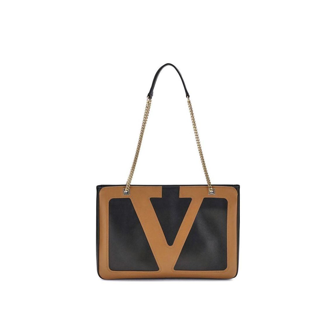 V Logo Leather Tote Wo - Black Shoulder Bags main product photo