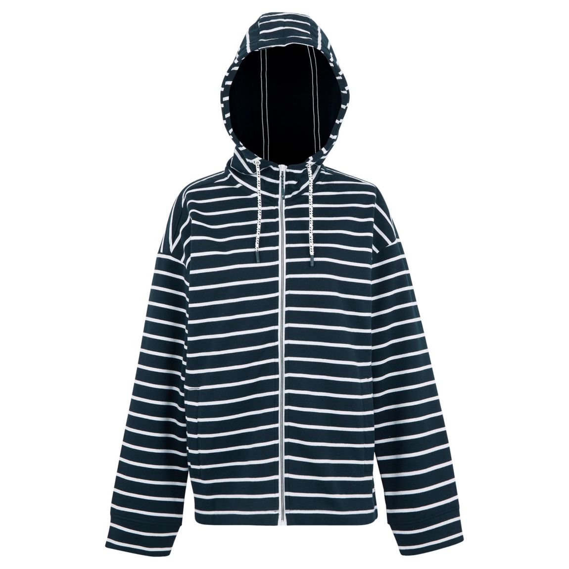 Womens/Ladies Bayletta II Striped Full Zip Hoodie Navy/White main product photo