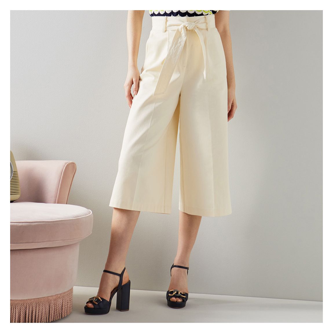 Cream Lena Cotton Culottes main product photo