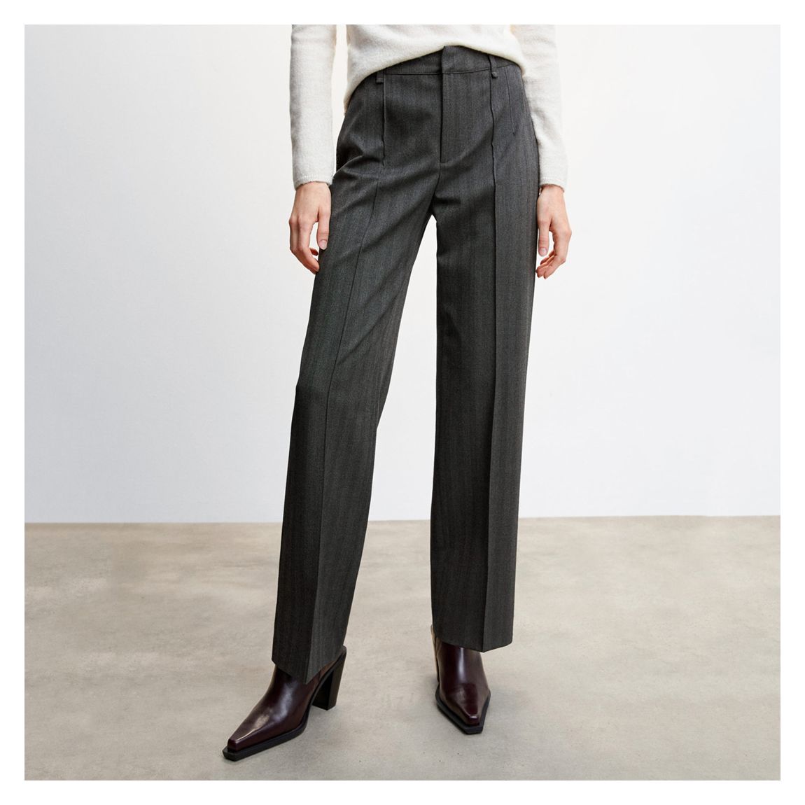 Grey Straight Striped Trousers main product photo