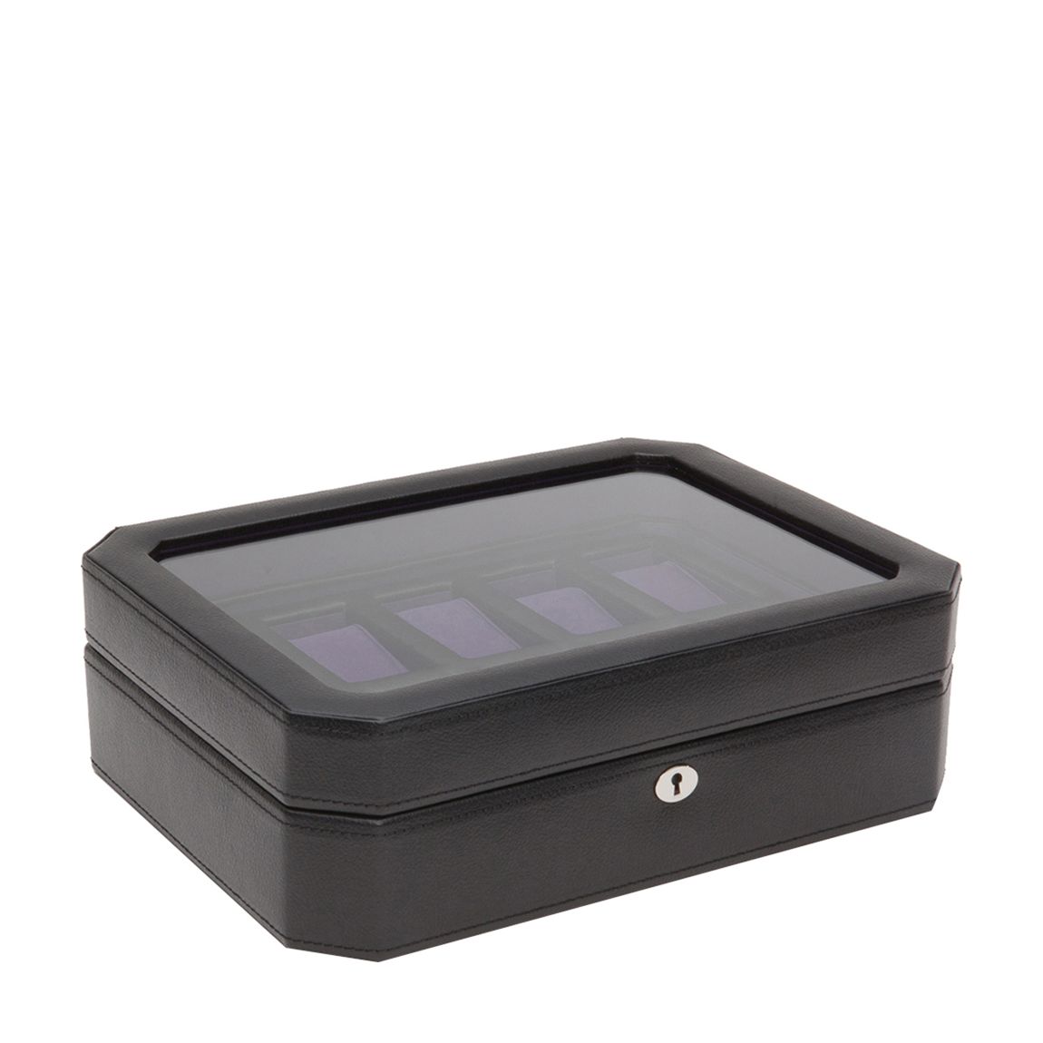 Black/Purple Windsor Vegan Leather 10 Piece Watch Box main product photo